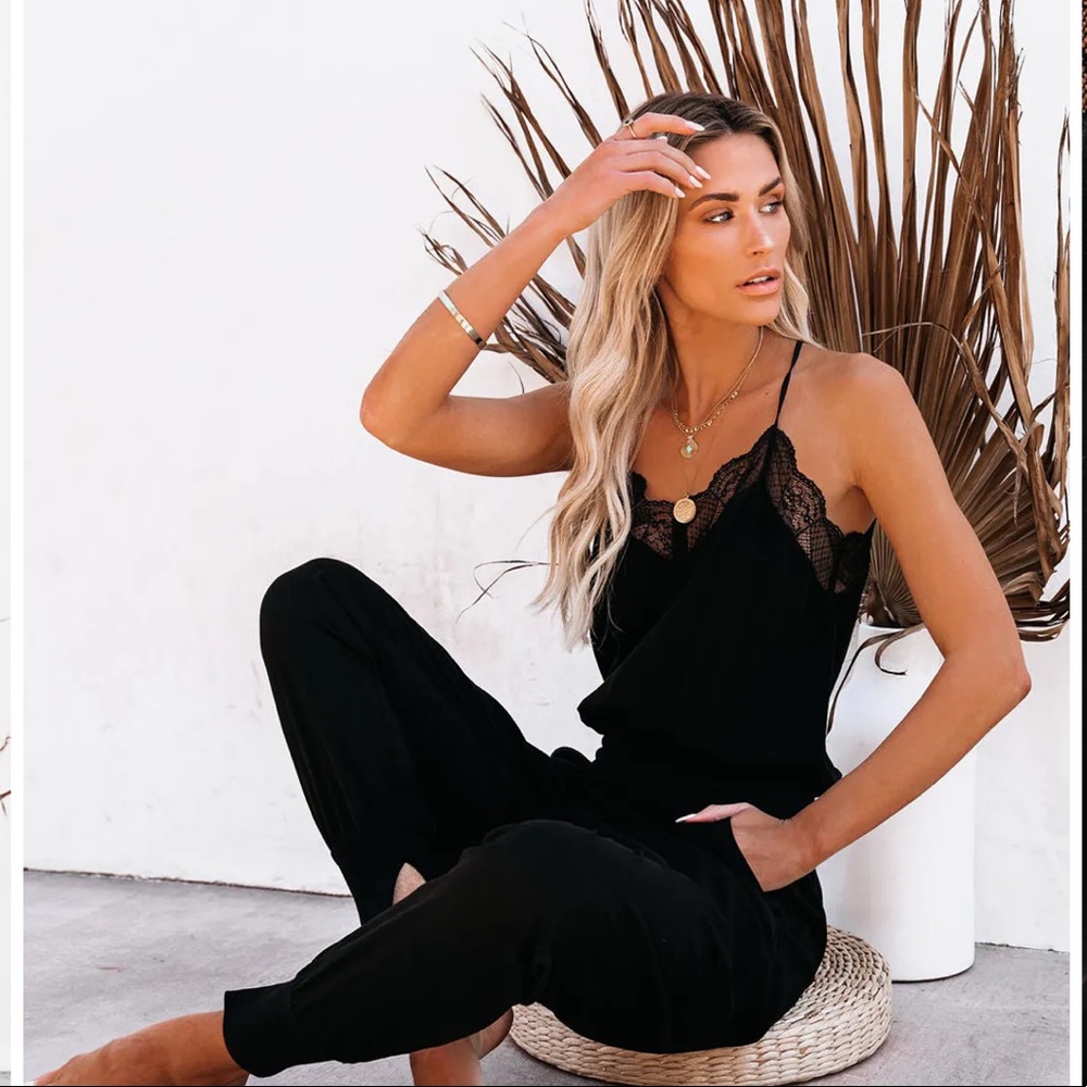 NWT Kaylie tencel pocketed lace cami jumpsuit